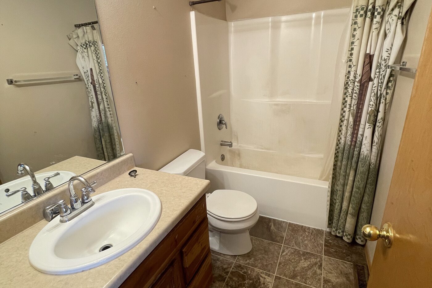 Bathroom before All Things Home worked on it